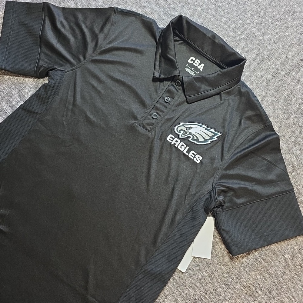NFL Philadelphia Eagles CSA Team Link Polo Shirt Mens Medium Black Team Apparel